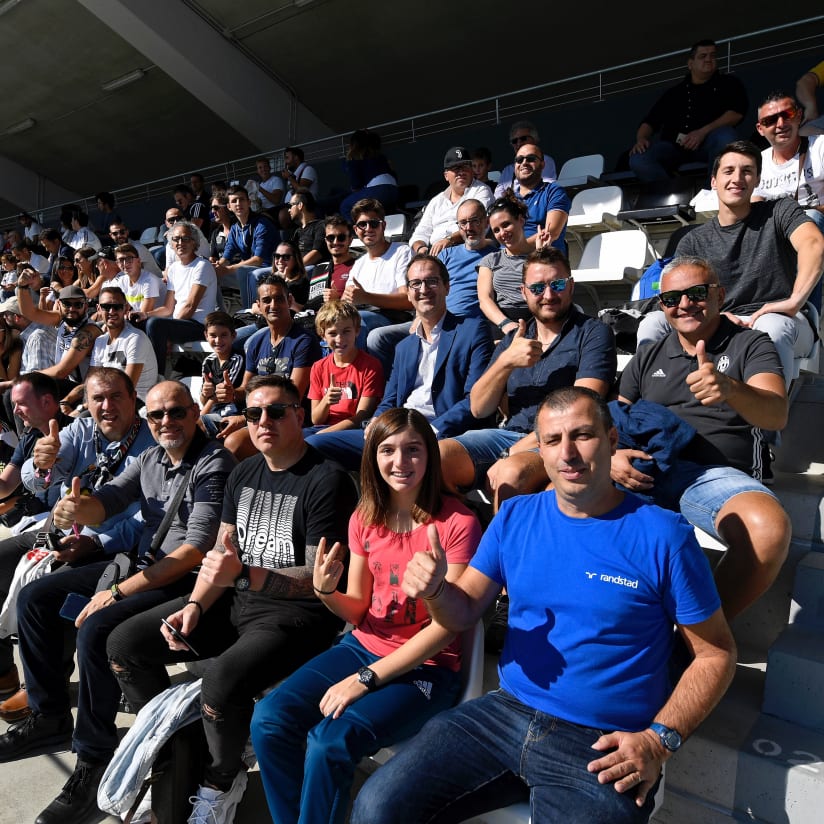 With the fans at Continassa